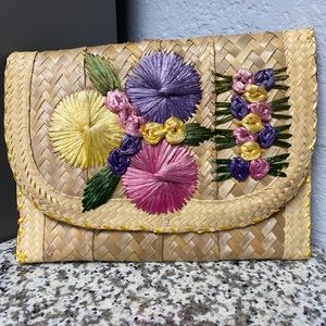 Boho Raffia Straw Woven Clutch Bag Lined